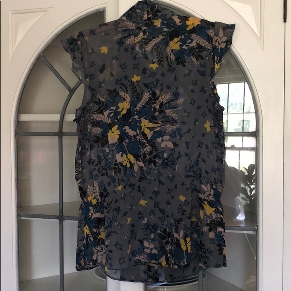 The Loft sheer cap sleeve floral peplum blouse - Picture 2 of 6